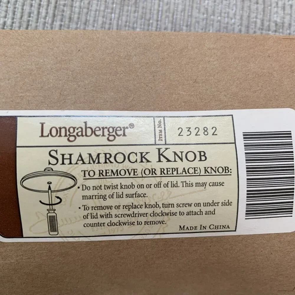 Longaberger Shamrock Basket Knob Metal #23282 NEW in Package